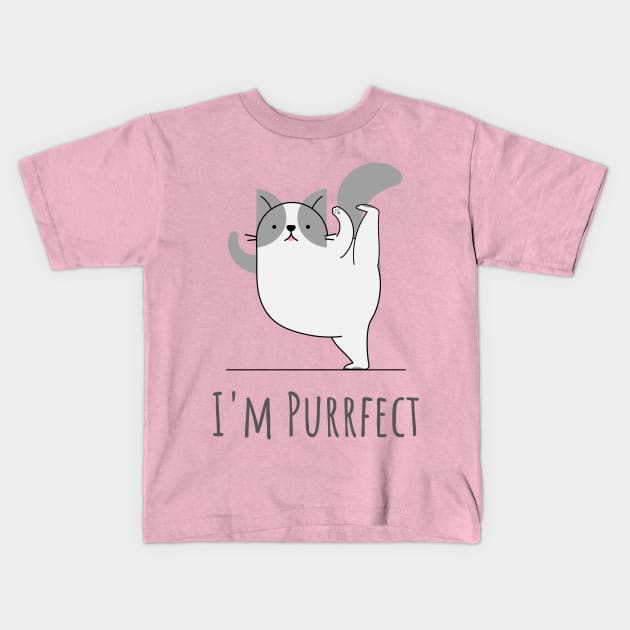 I'm Purrfect Kids T-Shirt by AlienWow.Design